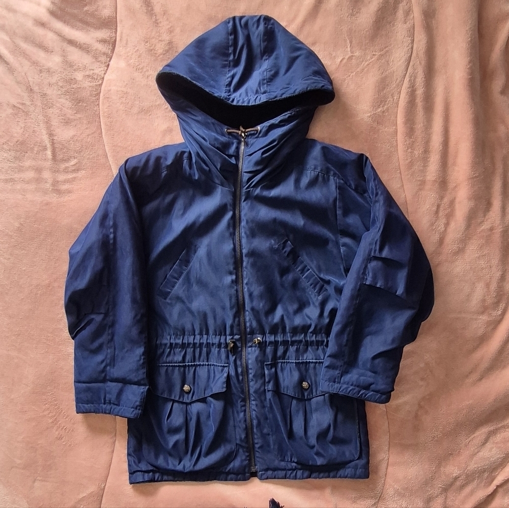 Women  Navy Hooded Raincoat